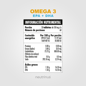 Omega 3 – Corazón, Cerebro y Bienestar | Neutrinus Plus 120 Tabletas