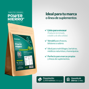 Tableta Granel Power Hierro® Nutrición Sanguínea Huesos Ojos