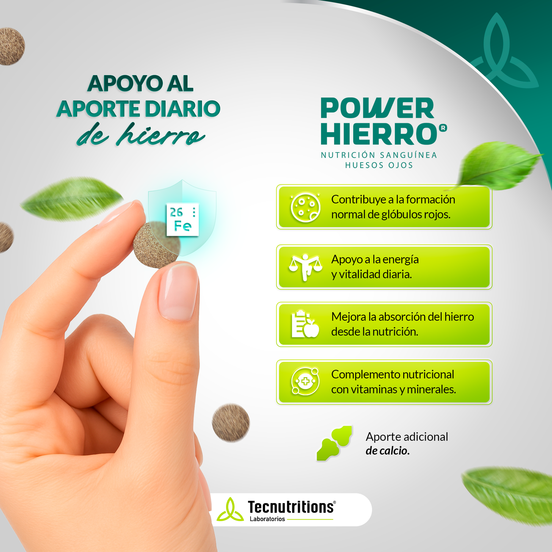 Tableta Granel Power Hierro® Nutrición Sanguínea Huesos Ojos