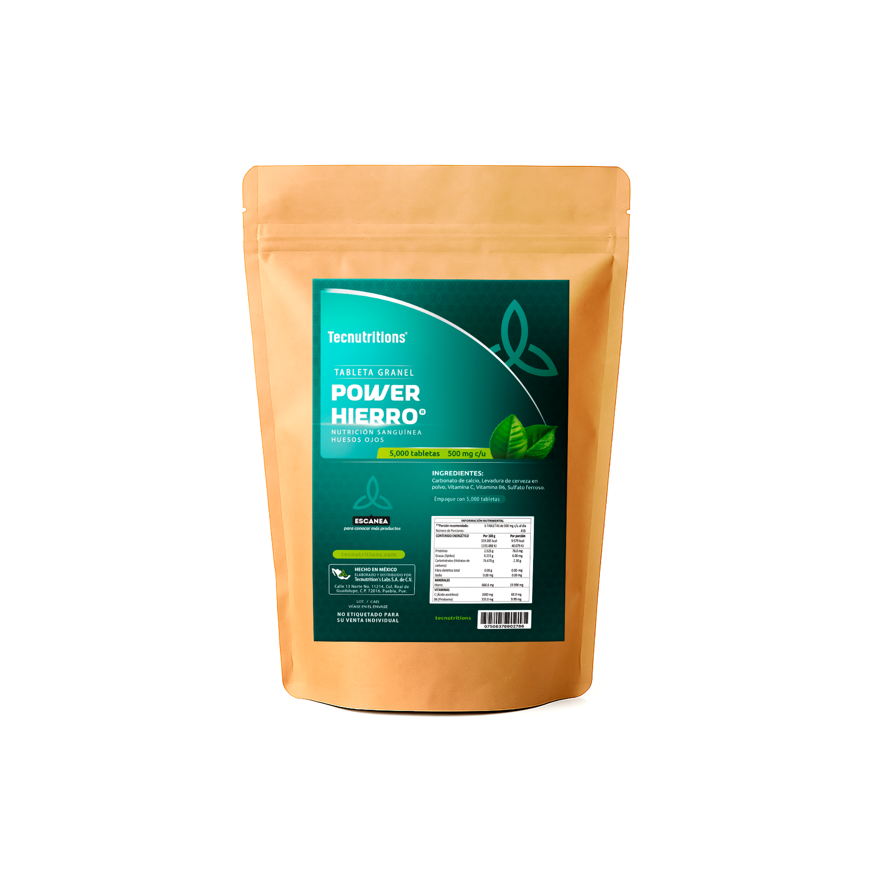 Tableta Granel Power Hierro® Nutrición Sanguínea Huesos Ojos