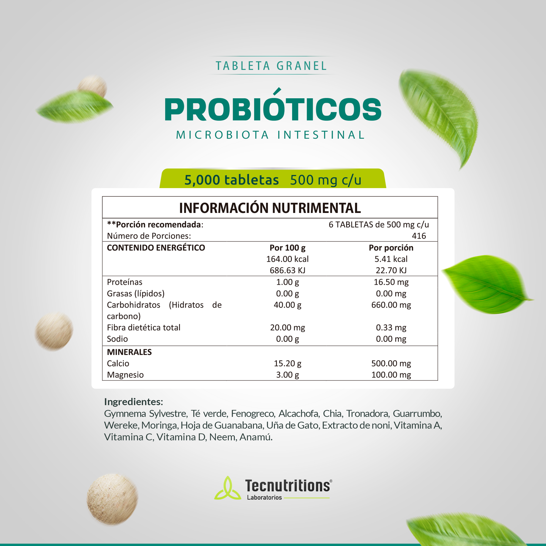 Tableta Granel Probióticos Microbiota Intestinal