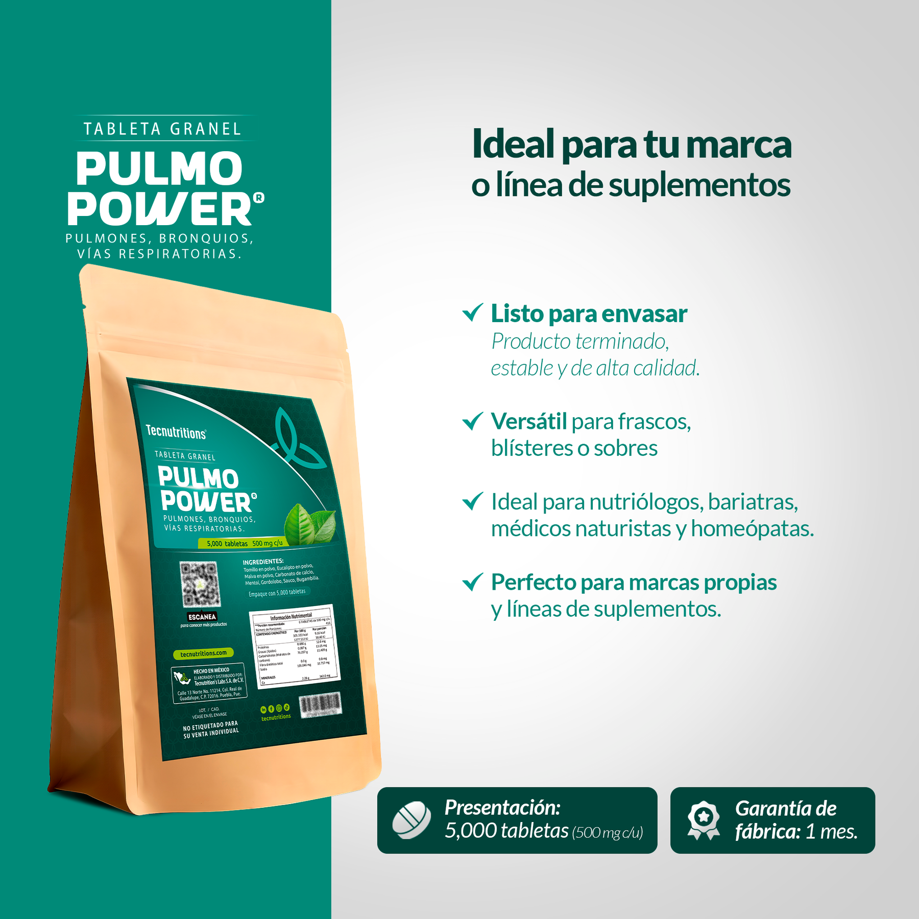 Tableta Granel Pulmo Power® Pulmones, Bronquios Vías Resp