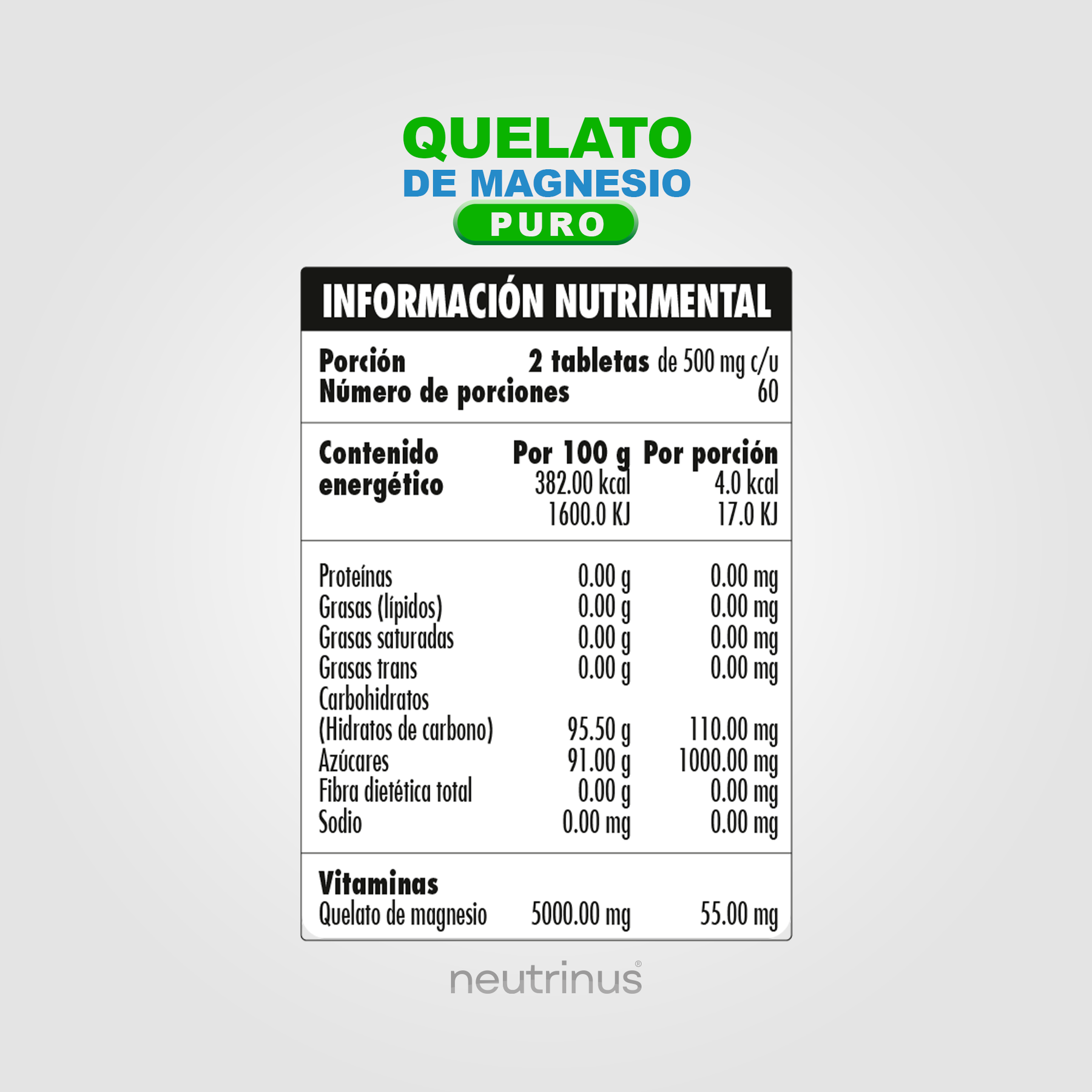 Quelato de Magnesio – Relajación, Estrés y Descanso | Neutrinus Plus 120 Tabletas