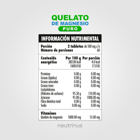 Quelato de Magnesio – Relajación, Estrés y Descanso | Neutrinus Plus 120 Tabletas