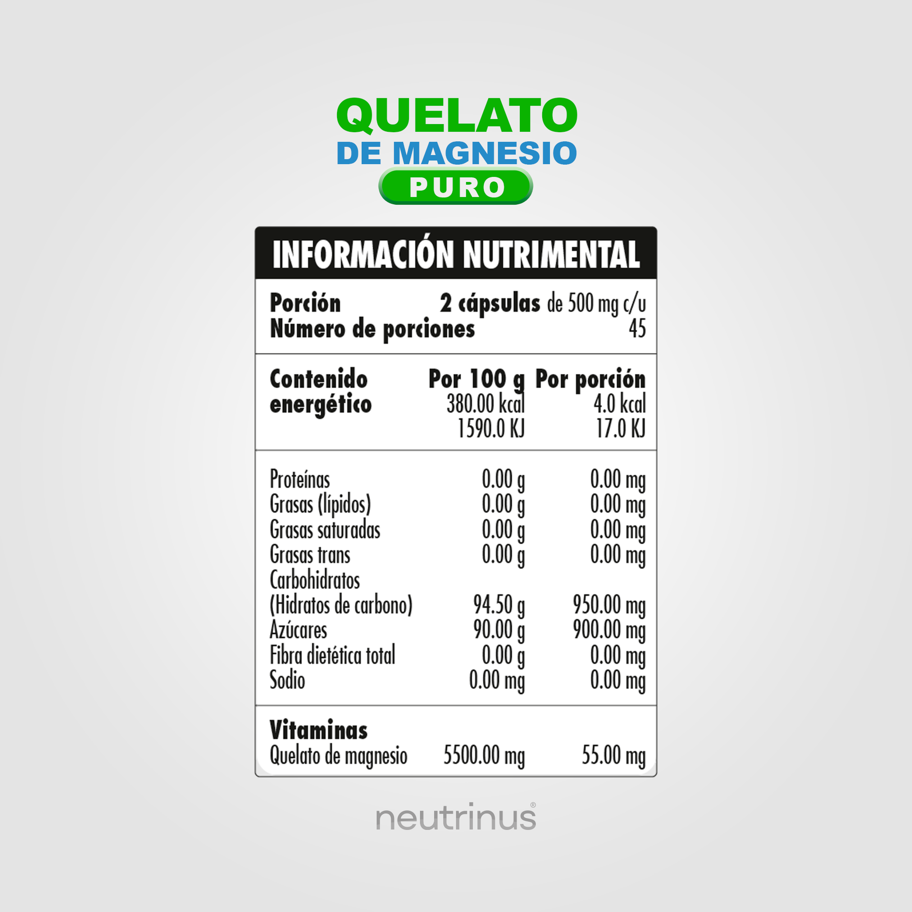 Quelato de Magnesio – Relajación, Estrés y Descanso | Neutrinus Plus 90 Cápsulas
