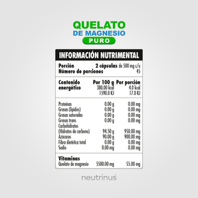 Quelato de Magnesio – Relajación, Estrés y Descanso | Neutrinus Plus 90 Cápsulas