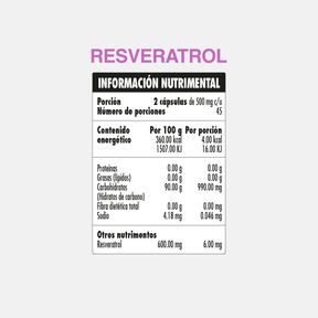 Resveratrol – Antioxidante y Salud Cardiovascular | Neutrinus Plus 90 Cápsulas