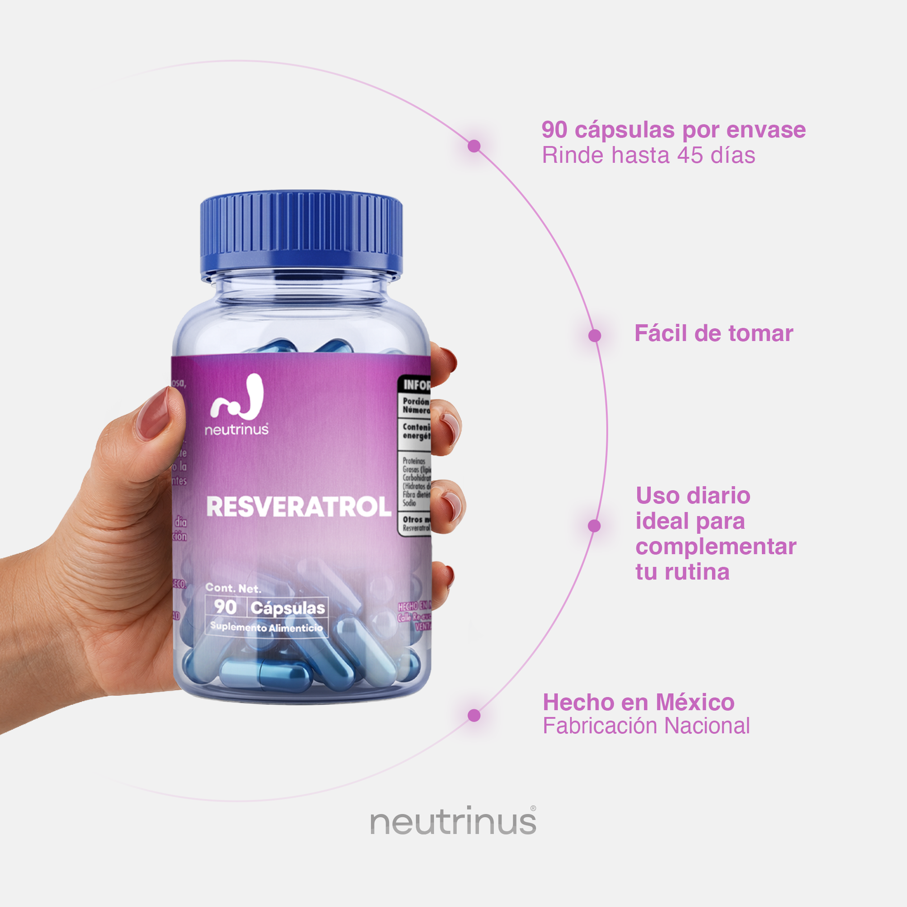 Resveratrol – Antioxidante y Salud Cardiovascular | Neutrinus Plus 90 Cápsulas