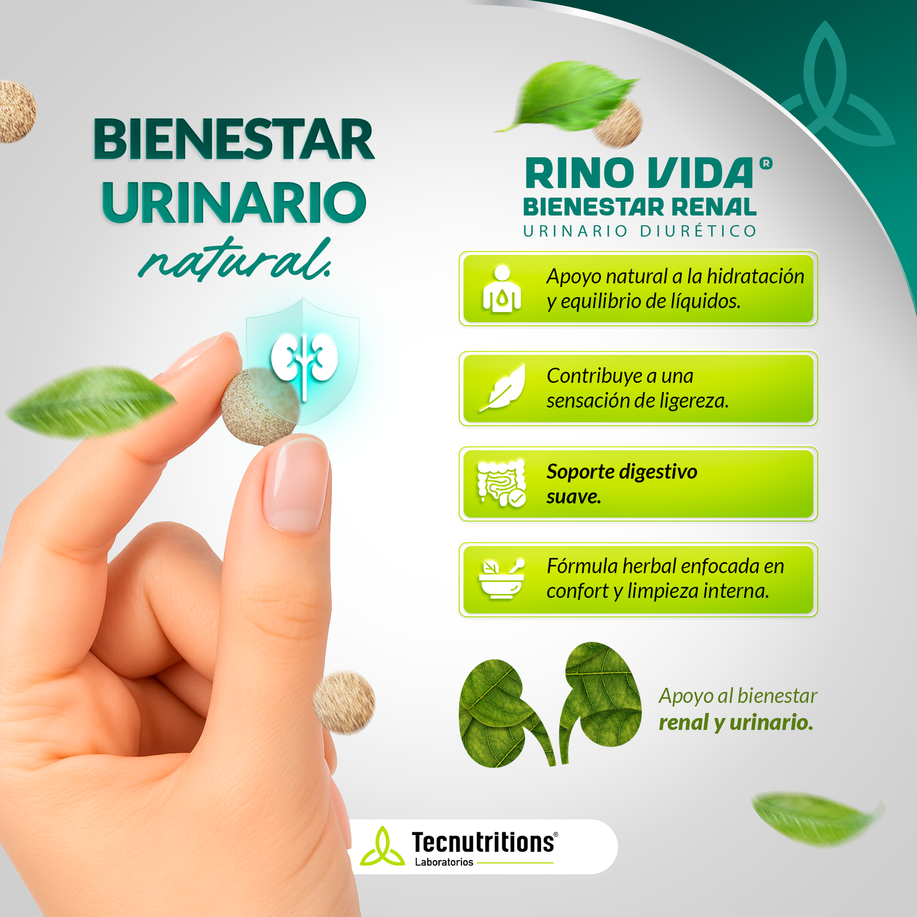 Tableta Granel Rino Vida® Bienestar Renal Urinario Diurético