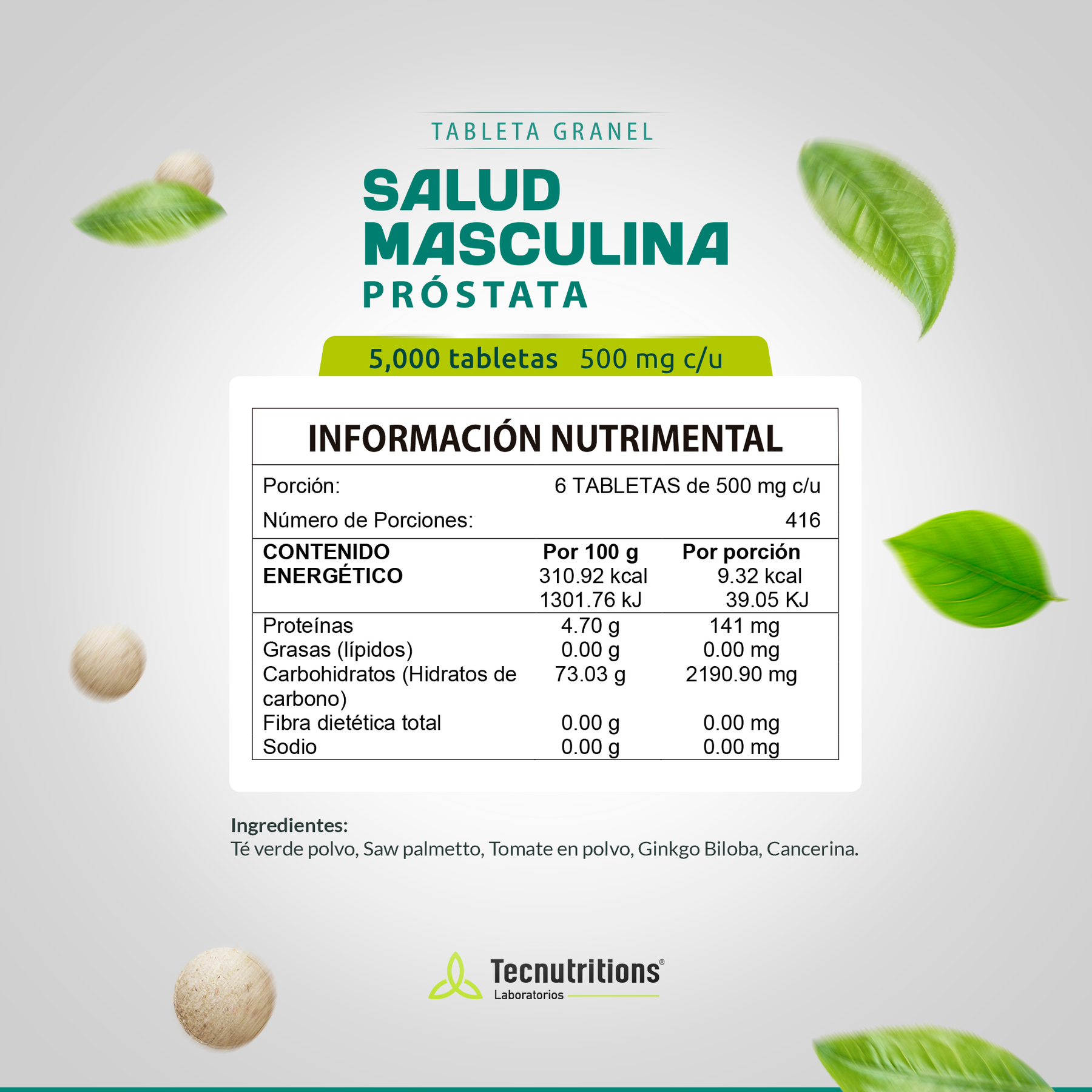 Tableta Granel Salud Masculina De La Próstata