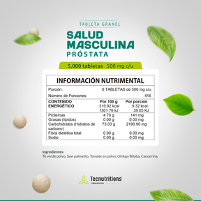 Tableta Granel Salud Masculina De La Próstata