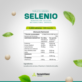 Tableta Granel Selenio Renovación Celular Metabolism Energía