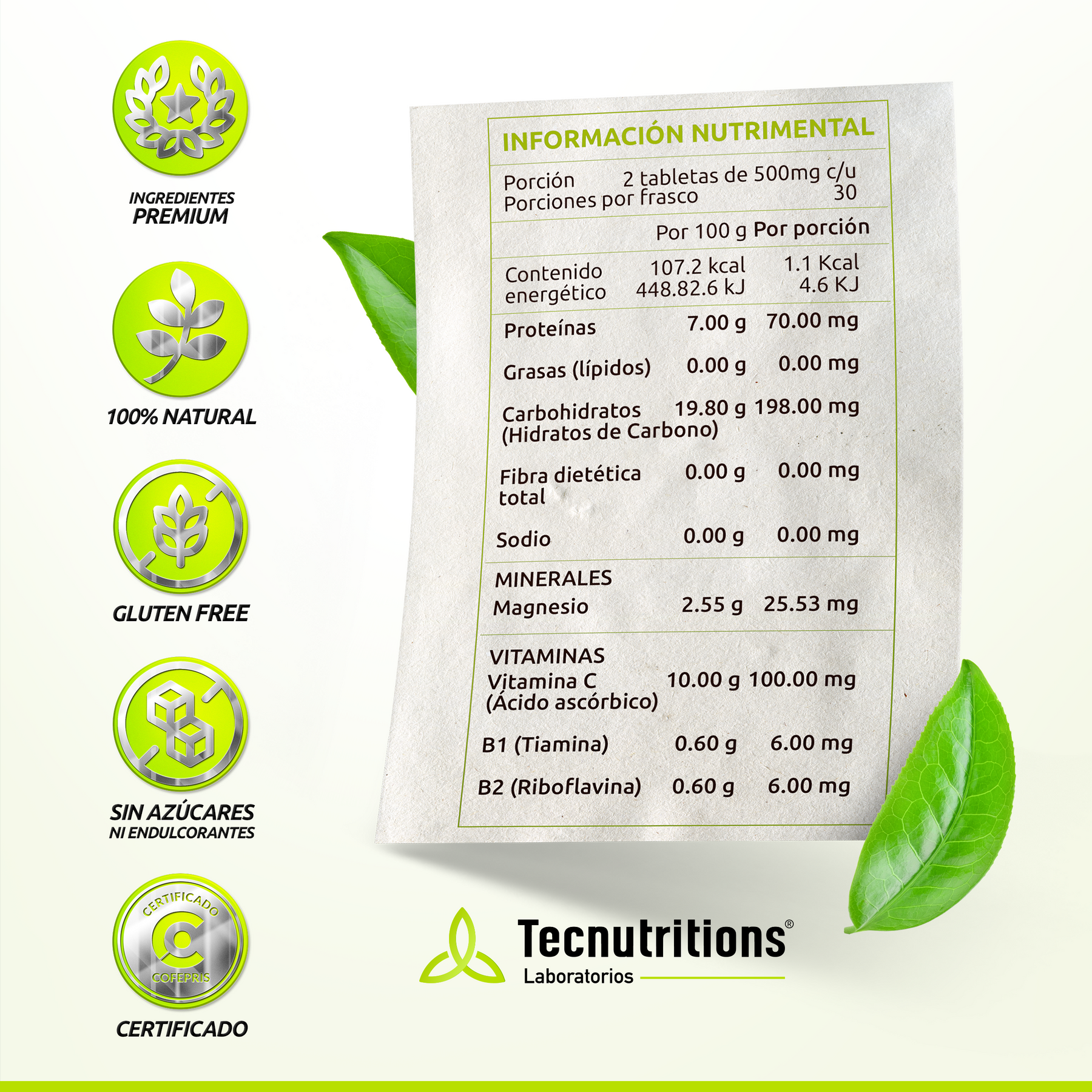 Suplemento alimenticio Tiam 300, 60 tabs, con Tiamina, café verde, desvelos, fatiga