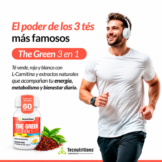 Tecnutritions The Green 3 en 1 - Té Verde Termogénico para Metabolismo