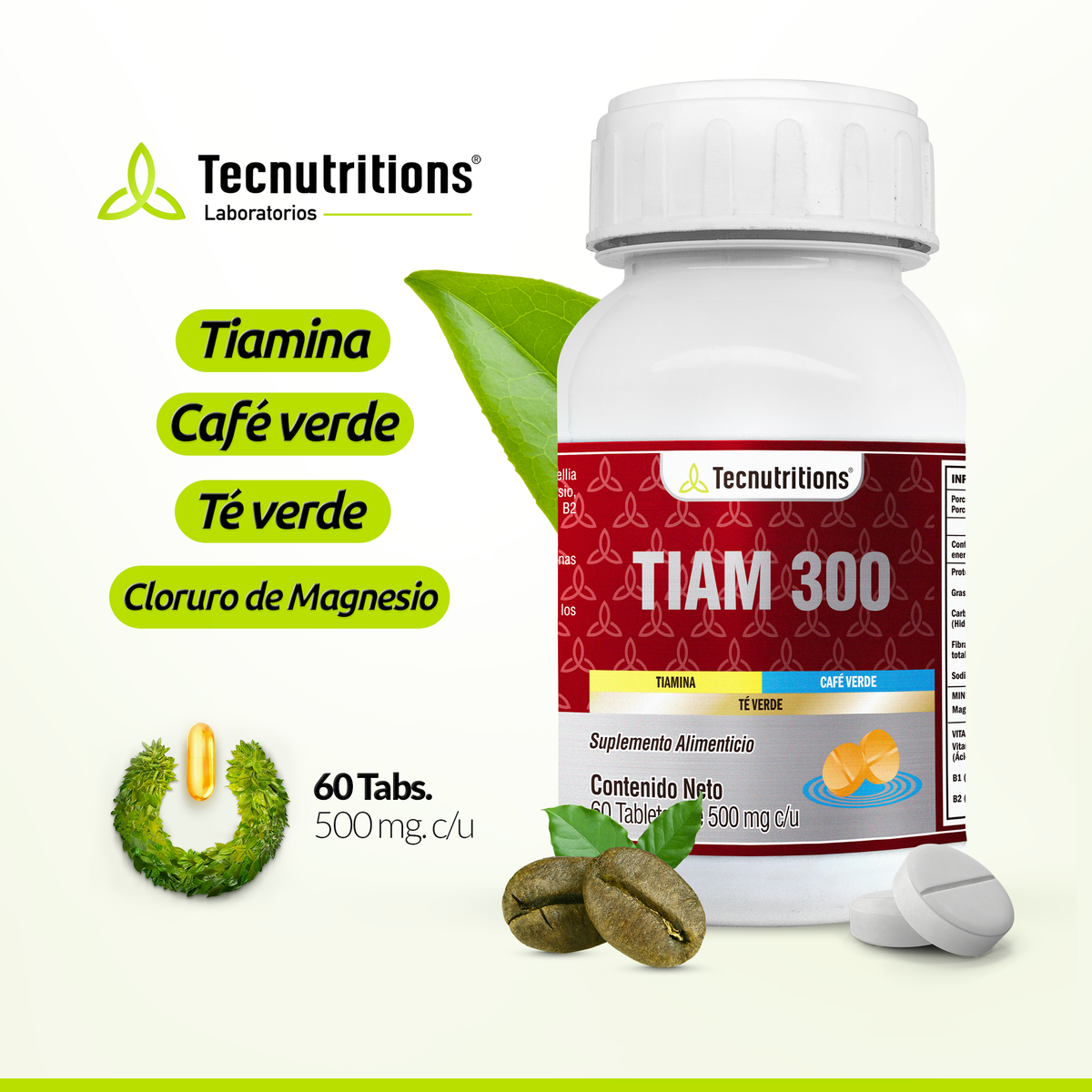 Food supplement with vitamins, minerals and antioxidants, Tiam 300, 60 tabl