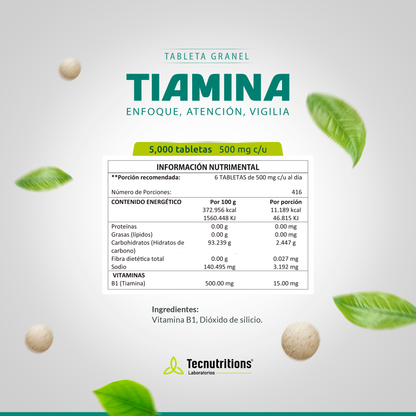 Tableta Granel Tiamina, Enfoque, Atención, Vigilia