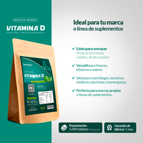Tableta Granel Vitamina D Salud Ósea Y Función Inmunológica