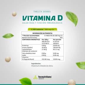 Tableta Granel Vitamina D Salud Ósea Y Función Inmunológica