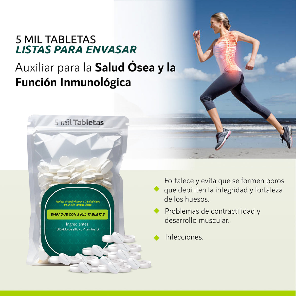 Tableta Granel Vitamina D Salud Ósea Y Función Inmunológica