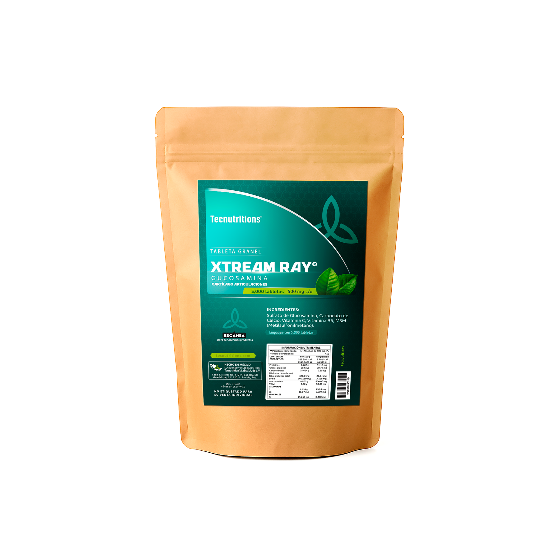 Xtream Ray® Glucosamina 5000 Tabletas – Apoyo Articular y Cartílago | Presentación a Granel