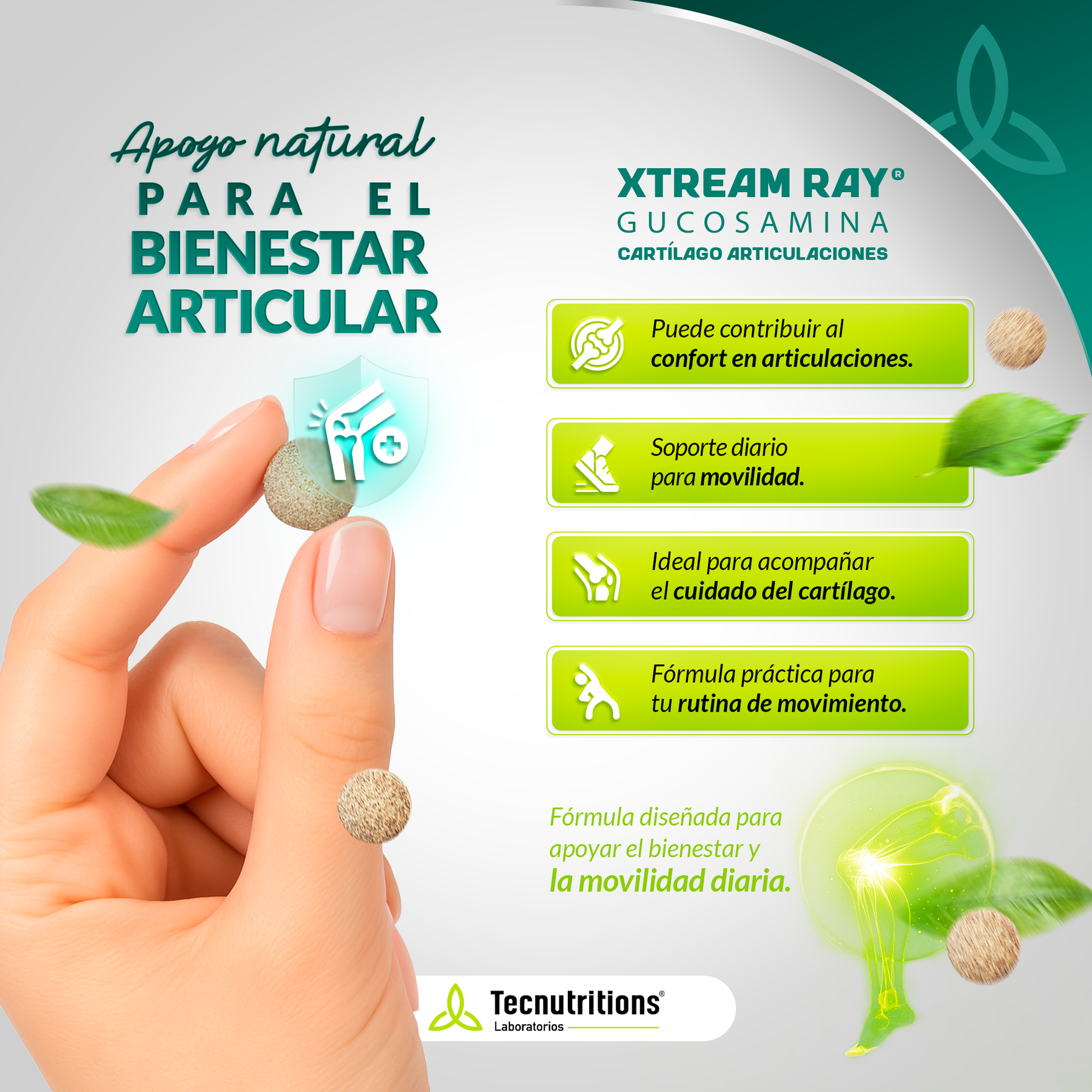 Xtream Ray® Glucosamina 5000 Tabletas – Apoyo Articular y Cartílago | Presentación a Granel