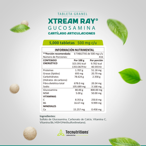 Xtream Ray® Glucosamina 5000 Tabletas – Apoyo Articular y Cartílago | Presentación a Granel
