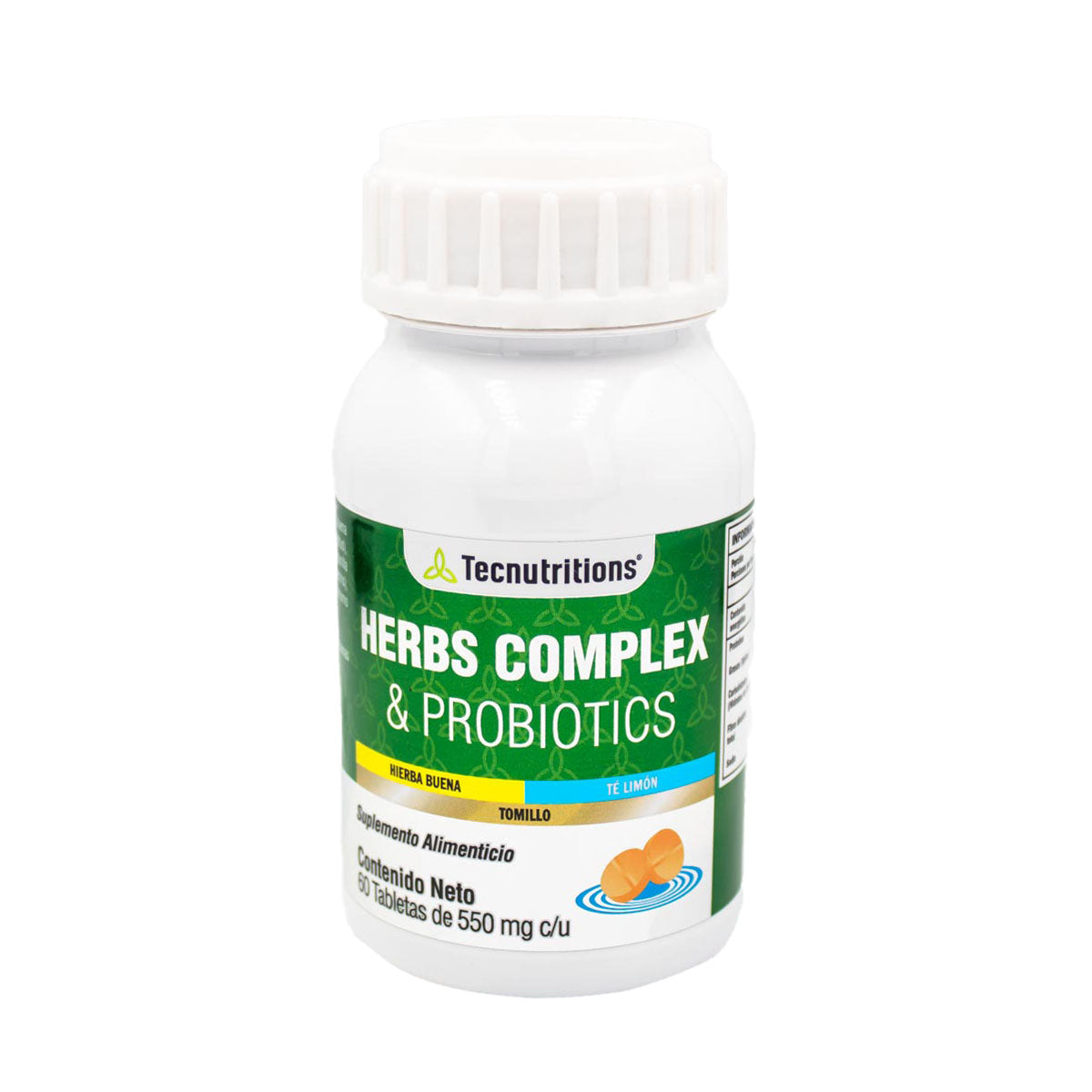 Suplemento alimenticio Herb Complex & Probiotics, 60 tabs, con hierba buena, lactobacilos, salud gastrointestinal