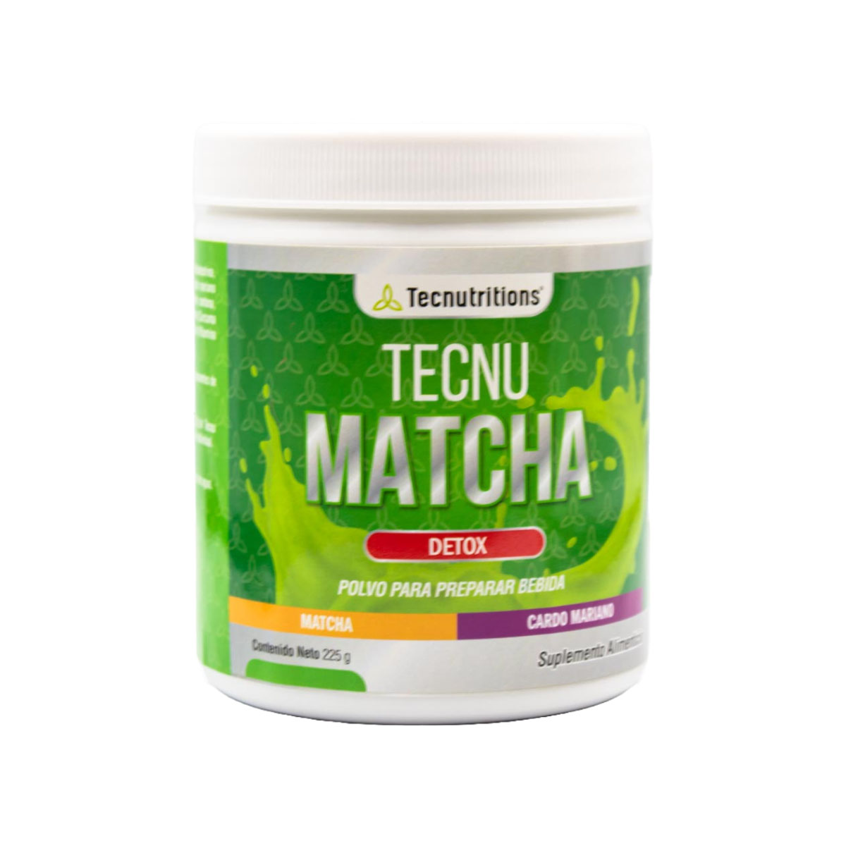 Suplemento alimenticio Tecnu Matcha, 225 gr, con té de matcha, maltodextrina, fibra de manzana, detox
